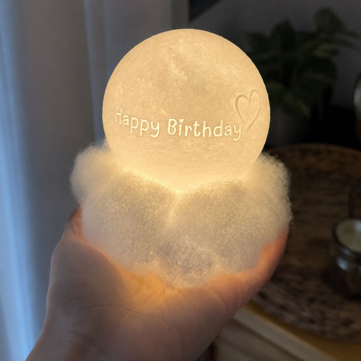 Cloudy Moon Lamp with Photo and Text