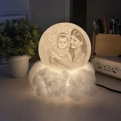 Cloudy Moon Lamp with Photo and Text