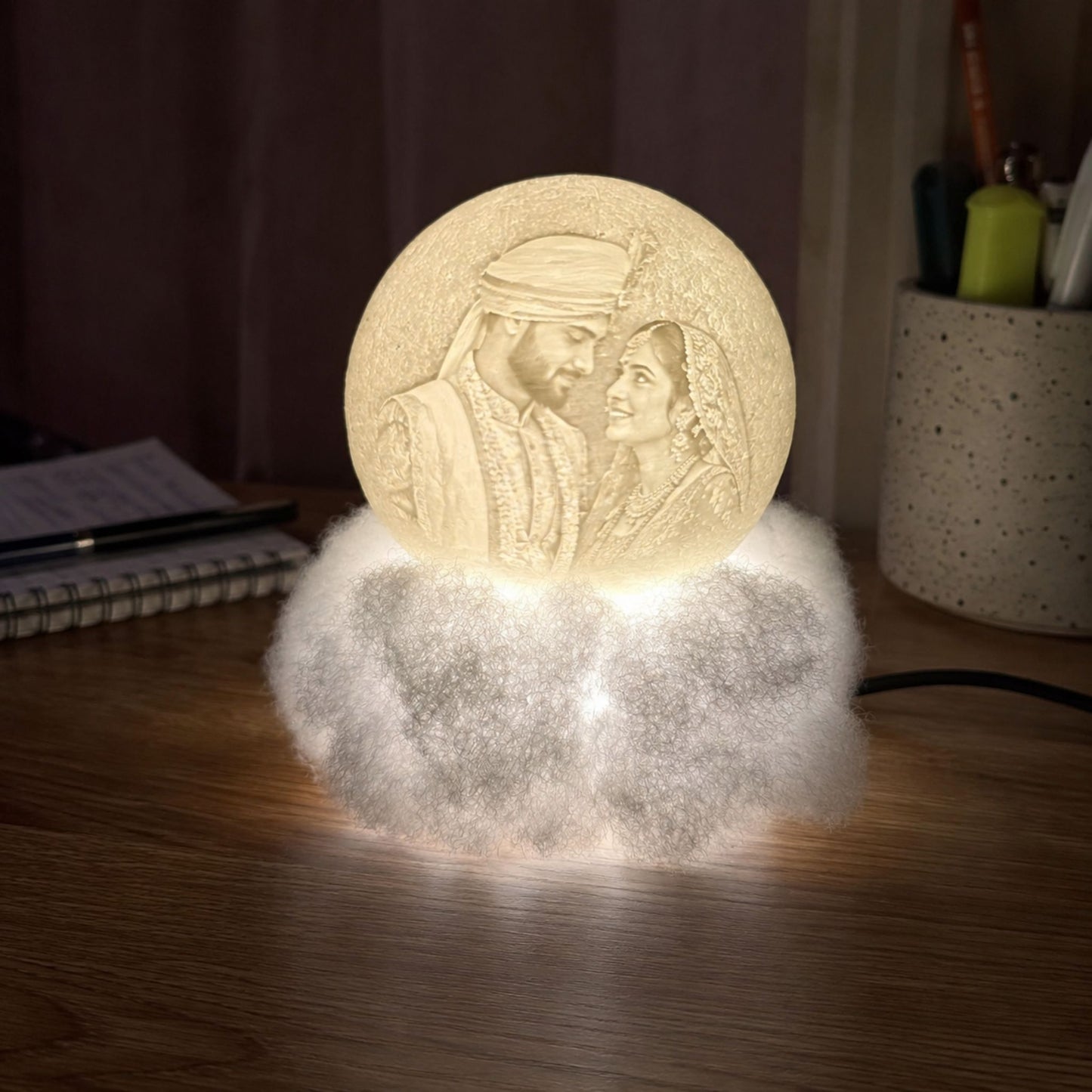 Cloudy Moon Lamp with Photo and Text