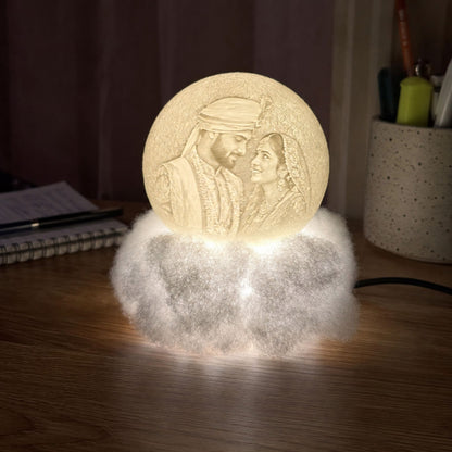 Cloudy Moon Lamp with Photo and Text