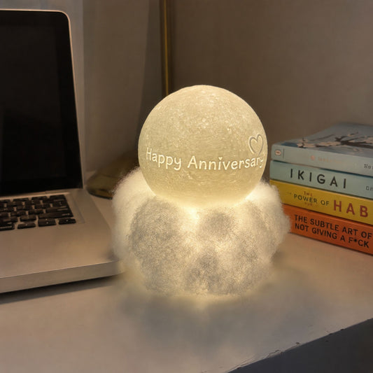 Cloudy Moon Lamp with Photo and Text