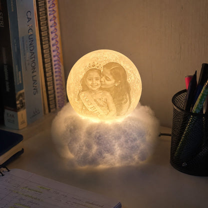 Cloudy Moon Lamp with Photo and Text
