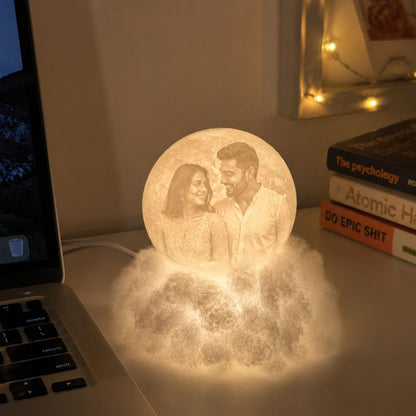 Cloudy Moon Lamp with Photo and Text