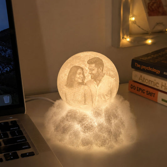 Cloudy Moon Lamp with Photo and Text