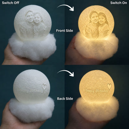 Cloudy Moon Lamp with Photo and Text