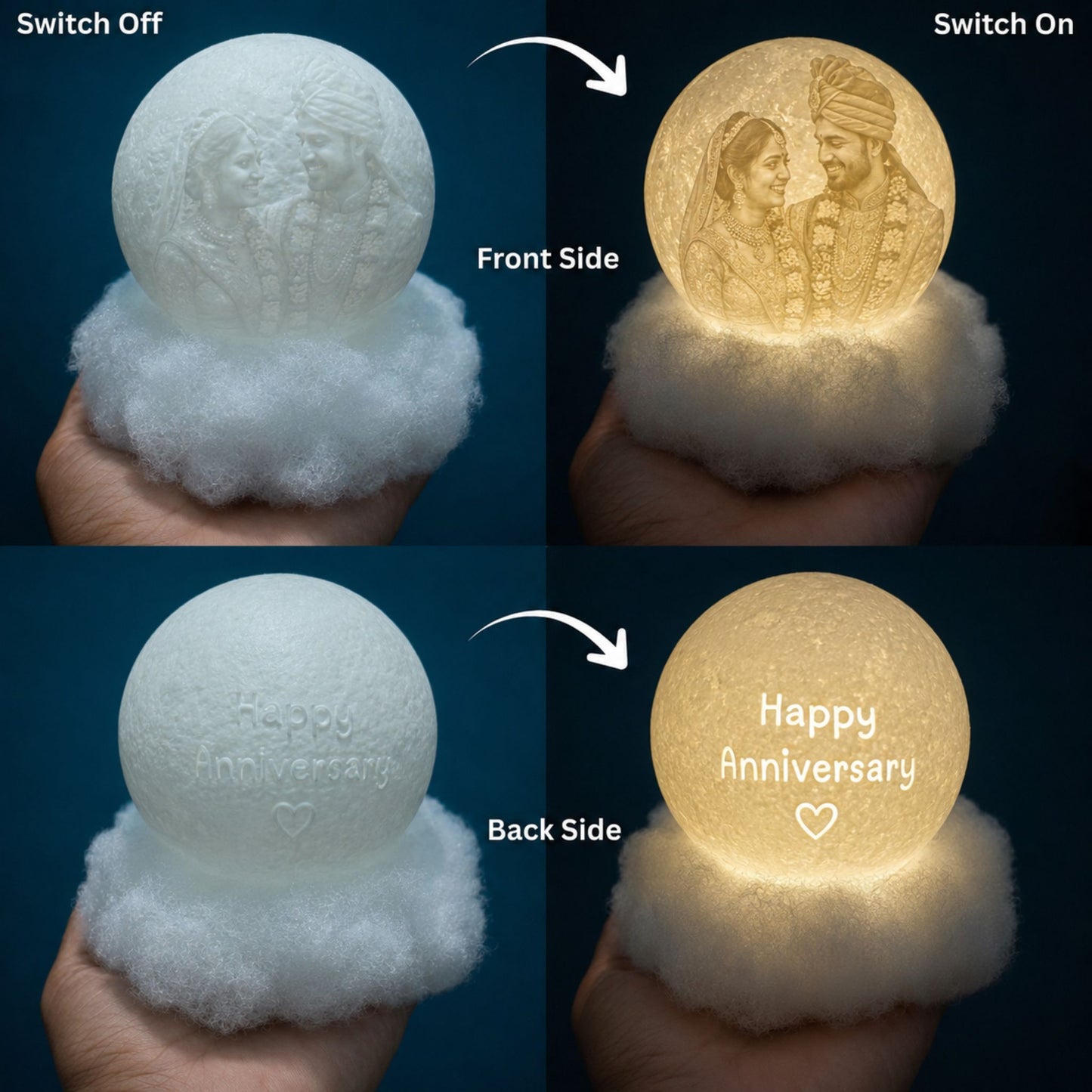 Cloudy Moon Lamp with Photo and Text