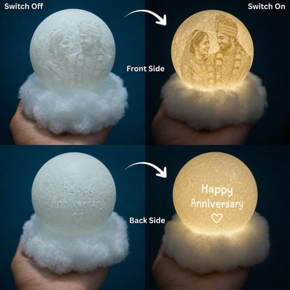 Cloudy Moon Lamp with Photo and Text